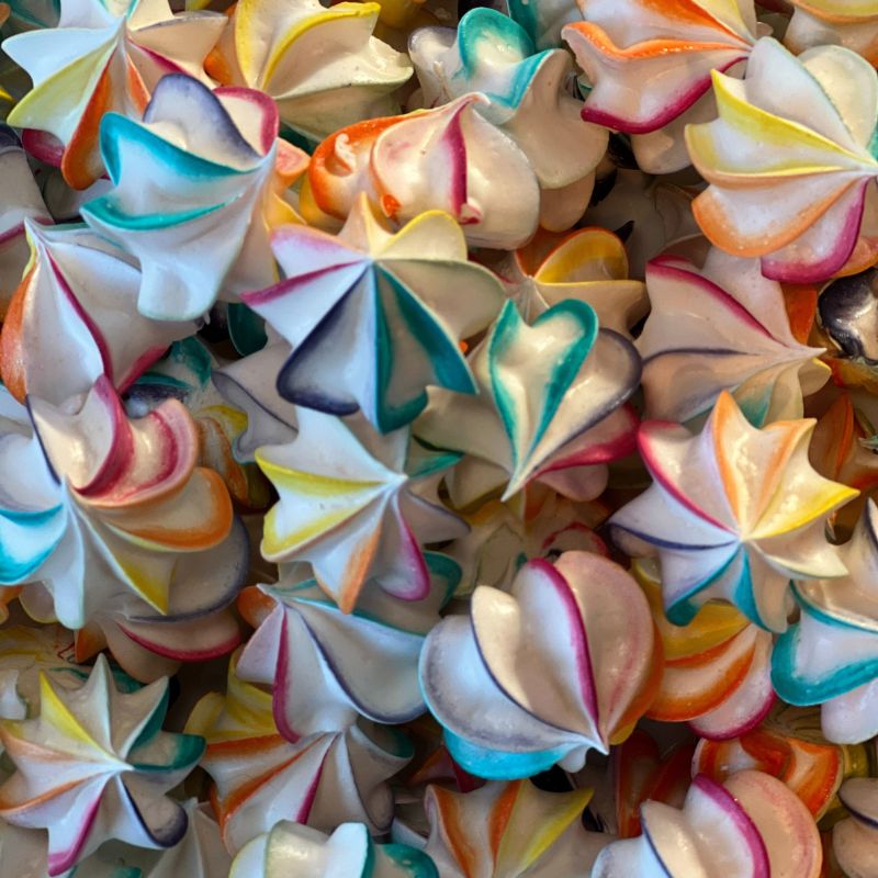 Rainbow meringues